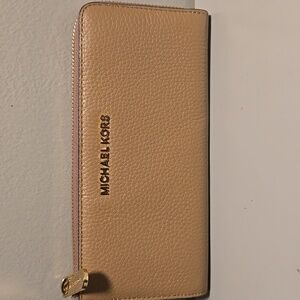 Michael Kors Leather Tan Zip Wallet